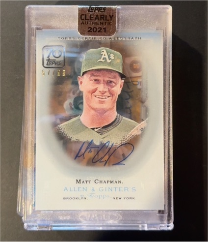 2021 Topps Clearly Authentic 2006 Allen & Ginter Auto #06AGAMCH Matt Chapman — front