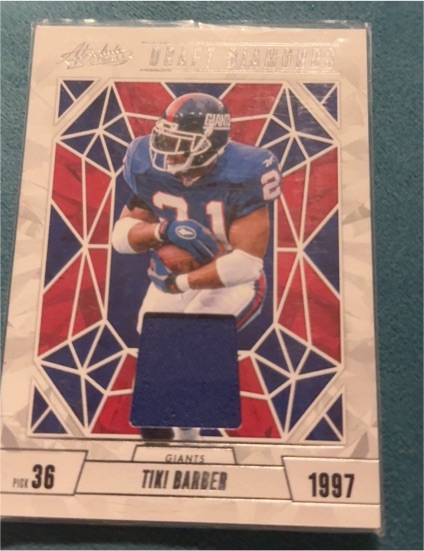 2024 Panini Absolute Draft Diamonds Jersey Patch #DDJ-TBR Tiki Barber — front