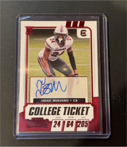 2021 Panini Contenders Draft Picks #203 Israel Mukuamu College Ticket Red Auto — front