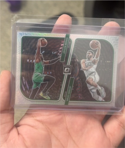 2023-24 Panini Donruss Optic Optical Illusions #2 Jayson Tatum, Jaylen Brown — front