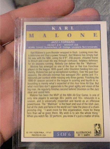 1991 Fleer #5 Karl Malone — front