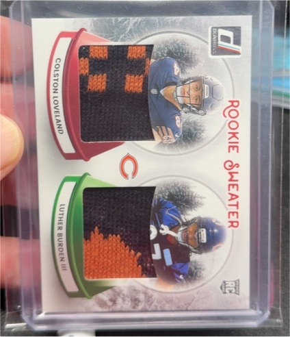 2025 Donruss Dual Rookie Sweater #SWED-CHI Colston Loveland Luther Burden III — front