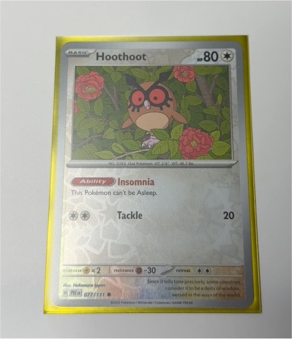 2025 Pokemon Prismatic Evolutions #077 Hoothoot — front