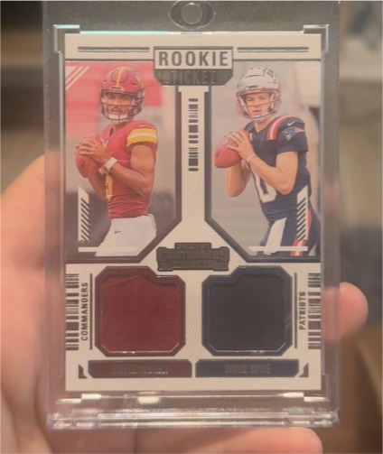 2024 Panini Contenders Rookie Ticket Dual Patch #DS-13 Jayden Daniels & Drake Maye — front