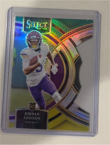 2023 Panini Select #194 Jordan Addison Premier Level Silver Prizm Die-Cut — front