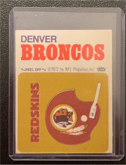 1972 Fleer Denver Broncos Washington Redskins Cloth Patch Sticker — front