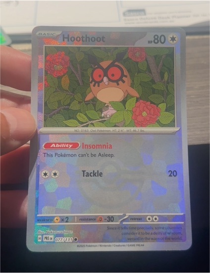 2025 Pokémon TCG Prismatic Evolutions #077 Hoothoot — front