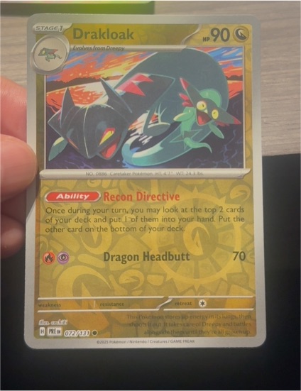 2025 Pokémon Scarlet & Violet Prismatic Evolutions #072 Drakloak — front