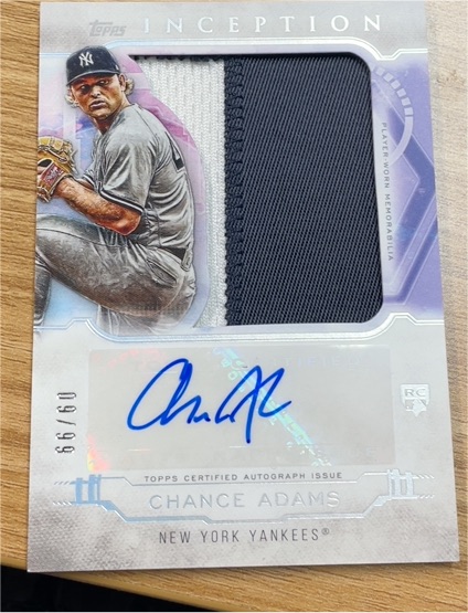 2019 Topps Inception #19 Chance Adams — front