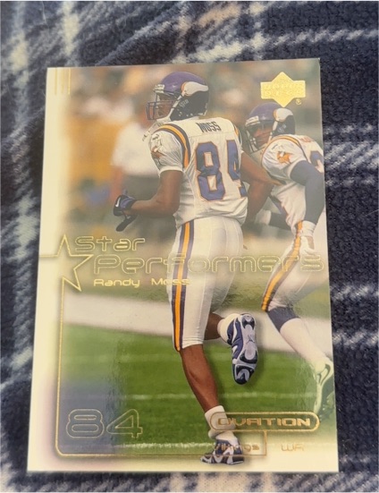 2000 Upper Deck Ovation Star Performers #SP14 Randy Moss — front