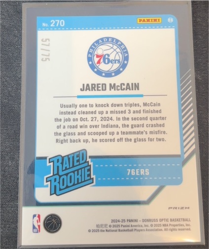 2024-25 Panini Donruss Optic #270 Jared McCain — front