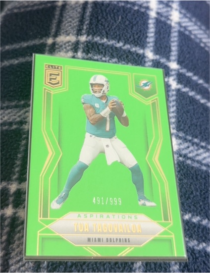 2025 Panini Donruss Elite #71 Tua Tagovailoa Aspirations Lime Green /999 — front