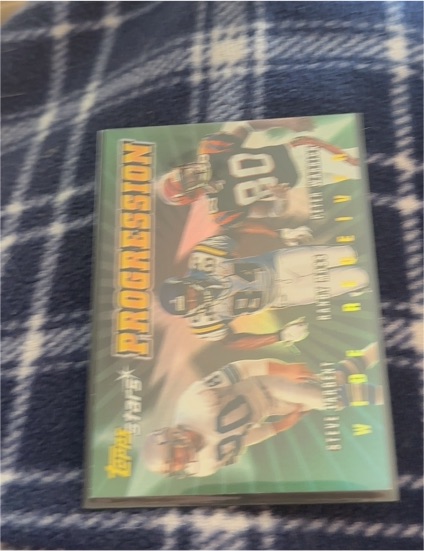 2000 Topps Stars Progression #P4 Steve Largent / Randy Moss / Peter Warrick — front