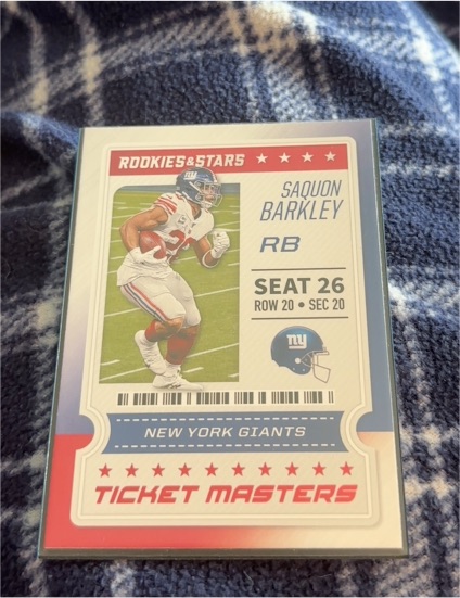 2020 Panini Rookies & Stars #18 Saquon Barkley Ticket Masters — front