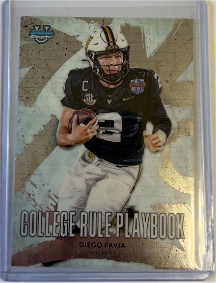 2025 Bowman Chrome University #CRP-11 Diego Pavia College Rule Playbook — front