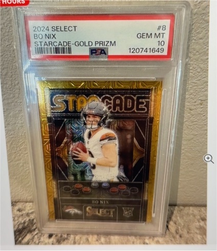 2024 Panini Select #8 Bo Nix Starcade-Gold Prizm — front