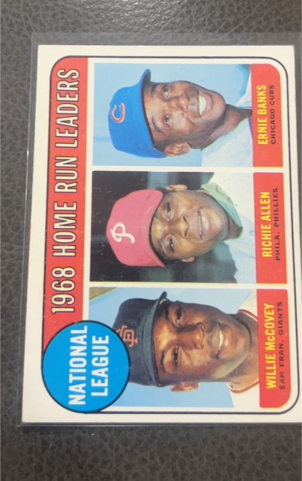 1969 Topps #6 NL Home Run Leaders Willie McCovey/Richie Allen/Ernie Banks — front