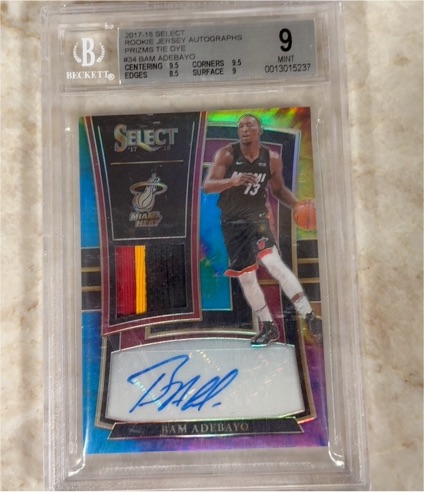 2017-18 Panini Select #34 Bam Adebayo Rookie Jersey Autographs Prizms Tie Dye — front