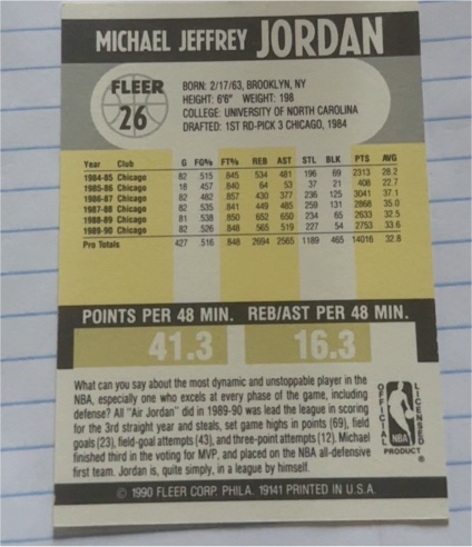 1990 Fleer #26 Michael Jordan — front