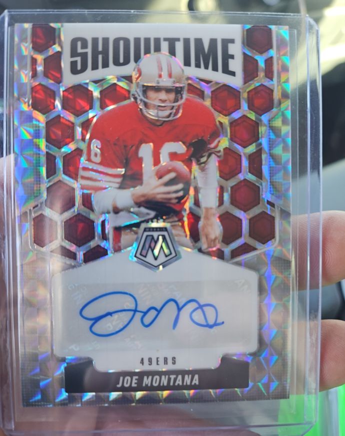 2025 Panini Mosaic Showtime Signatures #Joe Montana — front