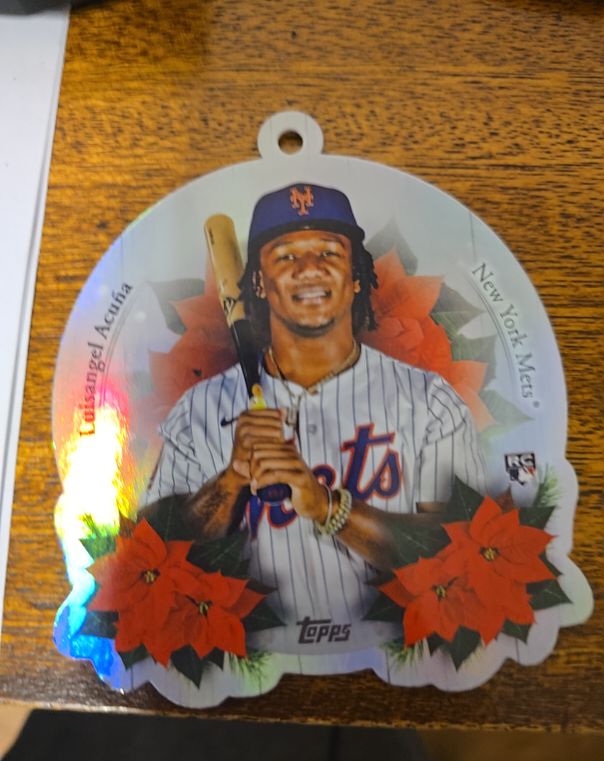 2025 Topps Holiday #OO-3 Luisangel Acuña Oversized Die Cut Ornament — front