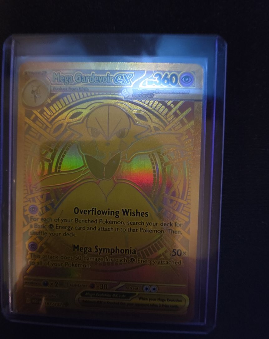 2025 Pokemon Mega Gardevoir ex #187/132 Mega Evolution Gold Secret Rare — front