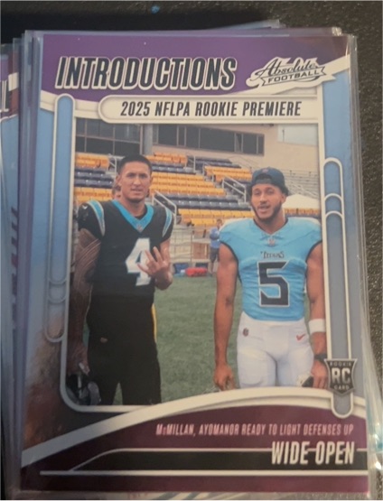 2025 Panini Absolute Introductions #I-TMN Tetairoa McMillan/Elic Ayomanor — front