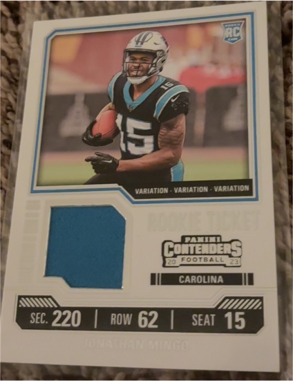2023 Panini Contenders #TS19V Jonathan Mingo Rookie Ticket Variation — front