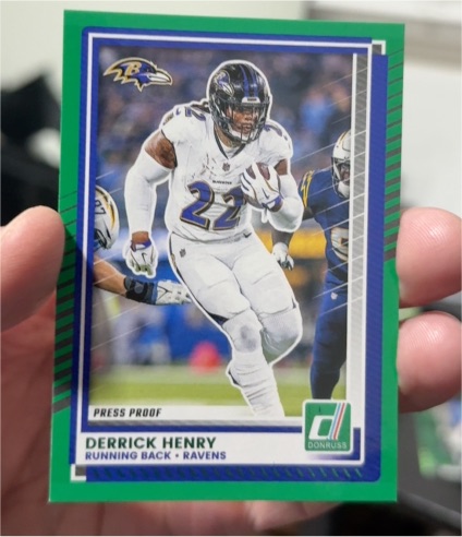 2025 Donruss #153 Derrick Henry Green Press Proof Baltimore Ravens — front
