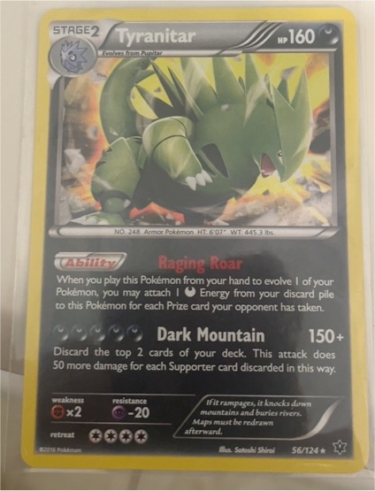 2016 Pokémon XY Fates Collide #56 Tyranitar — front