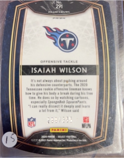 2020 Panini Select #291 Isaiah Wilson — front