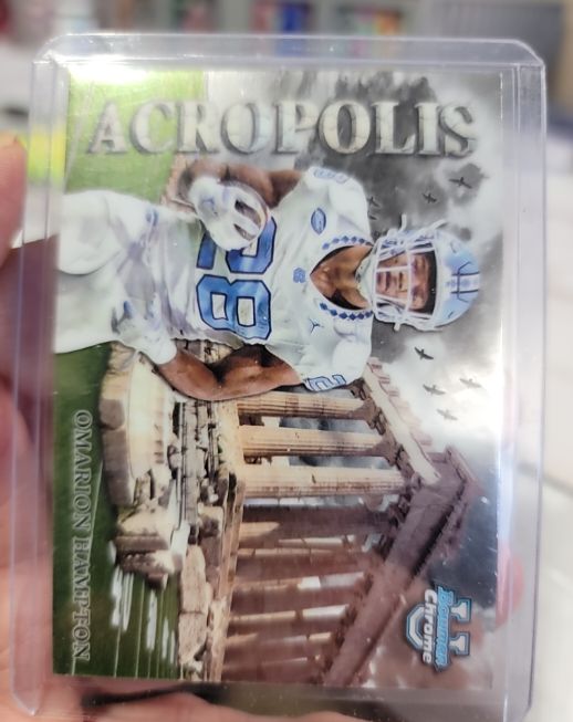 2024 Bowman University Chrome #A-7 Omarion Hampton Acropolis — front