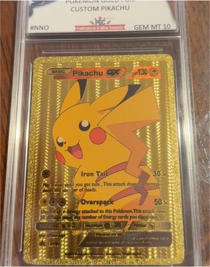 Pokemon Gold Foil Custom Pikachu GX — front