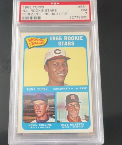1965 Topps #581 Tony Perez RC Rookie Stars Perez/Collins/Ricketts — front