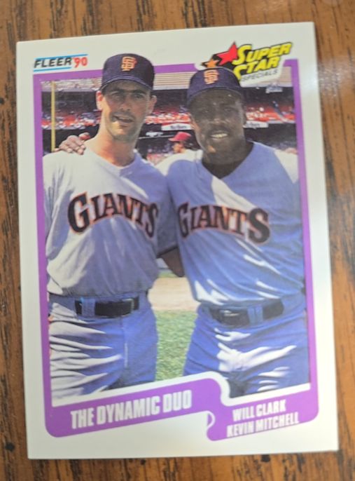 1990 Fleer #637 The Dynamic Duo Will Clark / Kevin Mitchell — front