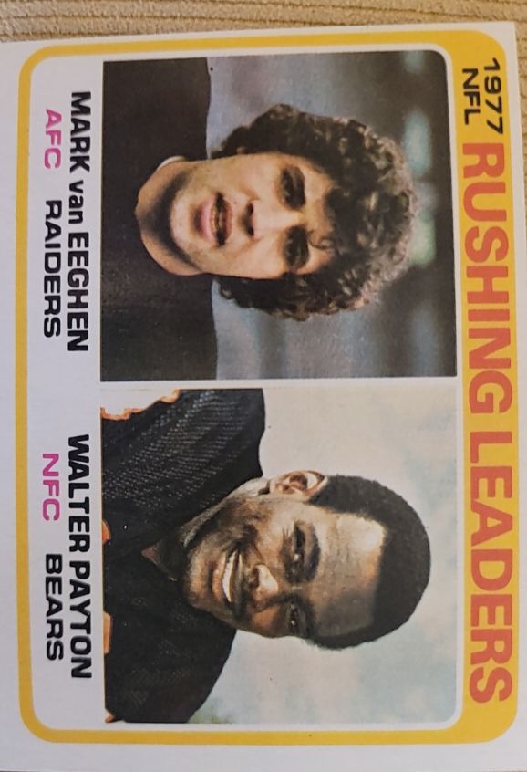 1978 Topps #333 1977 Rushing Leaders Mark van Eeghen / Walter Payton — front
