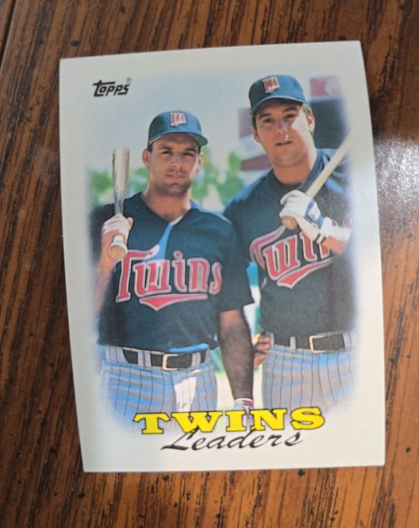 1988 Topps #609 Twins Team Leaders Gary Gaetti & Kent Hrbek — front