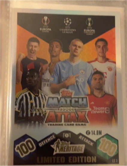2023 Topps Match Attax Heritage Limited Edition #LE3 Erling Haaland — front