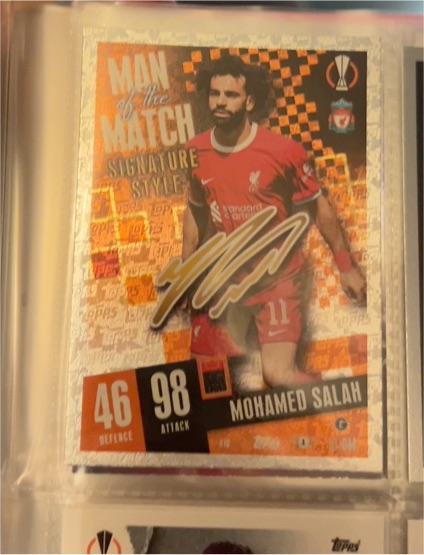 2023-24 Topps Match Attax Man of the Match Signature Style #410 Mohamed Salah — front