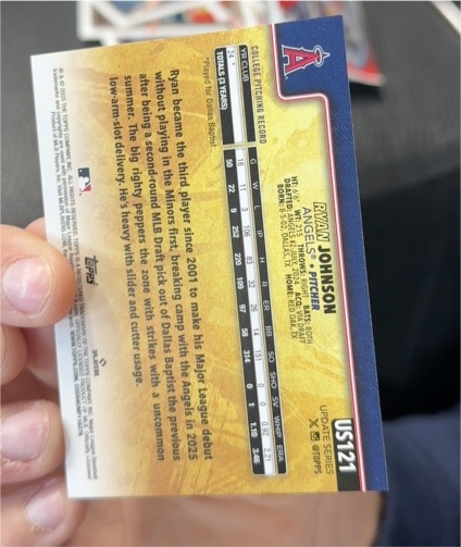 2025 Topps Update Series #US121 Ryan Johnson — front