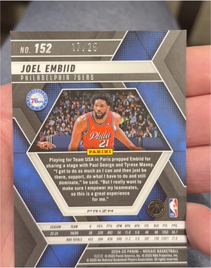 2024-25 Panini Mosaic #152 Joel Embiid — front