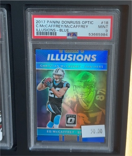 2017 Panini Donruss Optic #18 Christian McCaffrey Illusions Blue — front