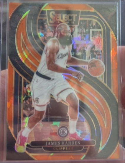 2024-25 Panini Select #103 James Harden Premier Level Orange Ice Prizm — front