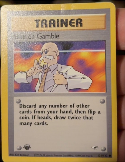 2000 Pokemon Gym Heroes #121 Blaine's Gamble — front