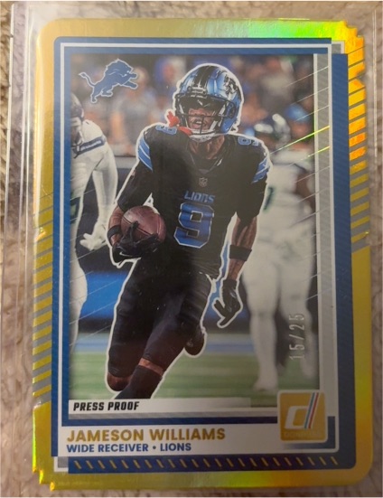 2025 Donruss #9 Jameson Williams Press Proof Gold — front