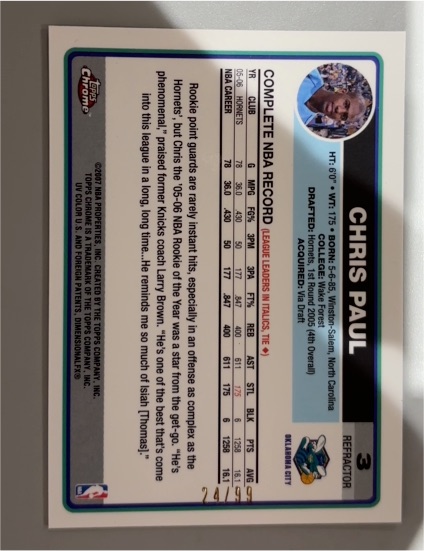 2006-07 Topps Chrome #3 Chris Paul — front