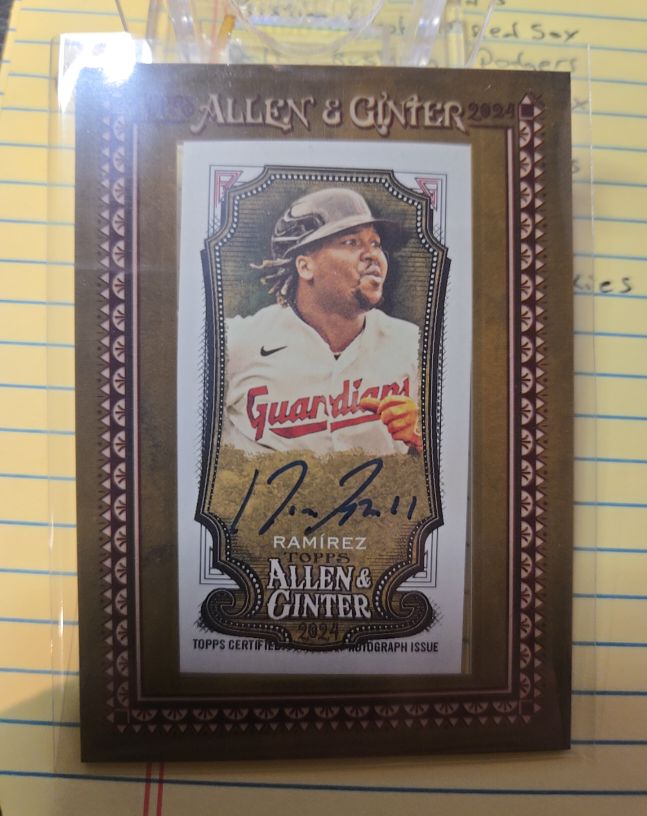 2024 Topps Allen & Ginter Mini Framed Auto #MA-JR Jose Ramirez — front