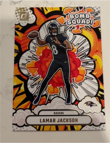 2025 Panini Donruss #BS-LJN Lamar Jackson Bomb Squad — front