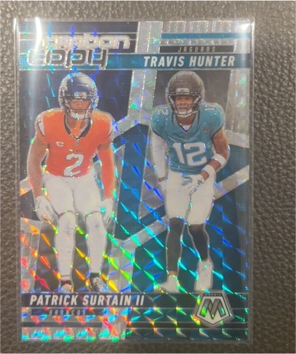2025 Panini Mosaic Football #CCO-9 Travis Hunter | Patrick Surtain II Carbon Copy — front