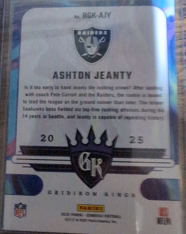 2025 Panini Gridiron Kings #RGK-AJY Ashton Jeanty — front